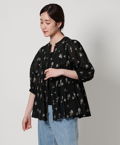 UNITED ARROWS（ユナイテッドアローズ）の「フラワージャガード シアー ブルゾン（ブルゾン・レディース・ブラック・FREE）」の2枚目の写真