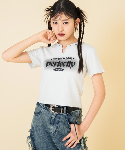 ANAP GiRL(アナップガール)の「ハトメ ポイント ロゴ プリント ミニ Tシャツ トップス【キッズお揃い】(Tシャツ/カットソー・キッズ・ライトグレー/スミクロ・M/S/XS)」の6枚目の写真