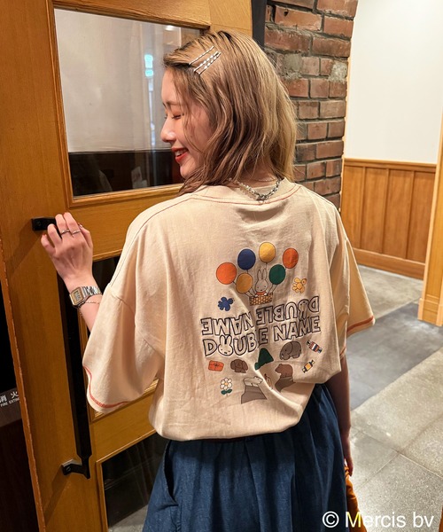 DOUBLE NAME(ダブルネーム)の「【miffy 70th】ショート丈ポケットTEE(Tシャツ/カットソー・レディース・オレンジ/オフホワイト/ブルー・FREE)」の8枚目の写真