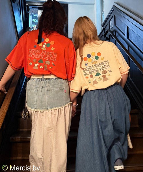 tシャツ 「miffy 70th」DOUBLE NAME ショート丈ポケットTEE/ミッフィー/ミッフィー生誕70周年 レディース miffy 70th】DOUBLE NAME ショート丈ポケットTEE/ミッフィー