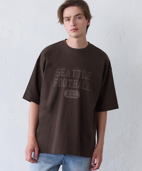  ★ヘビー コットン ロゴ 半袖 Tシャツ 半袖 オーバーサイズド コットン Tシャツ Wave Logo ブラック