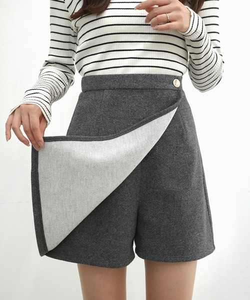 セール】ウールライク金釦ラップスカパン（スカート）｜CENEA（セネア