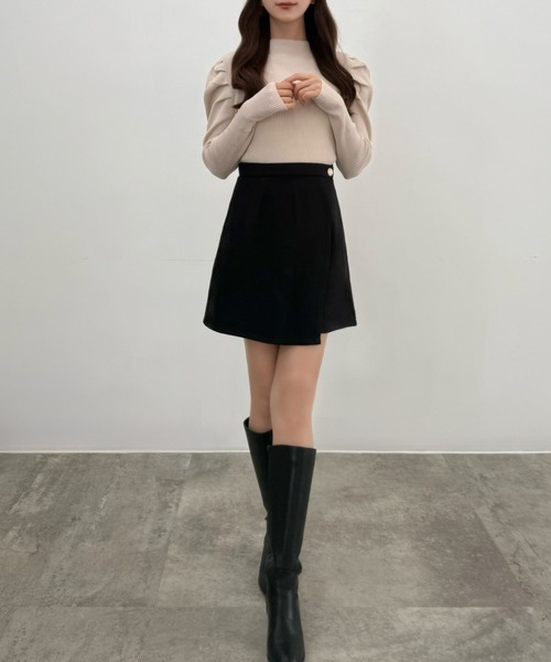 CENEA(セネア)の「ウールライク金釦ラップスカパン(スカート・レディース・チャコール/アイボリー/ブラック・LARGE/MEDIUM/SMALL)」の22枚目の写真