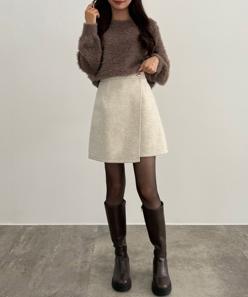 セール】ウールライク金釦ラップスカパン（スカート）｜CENEA