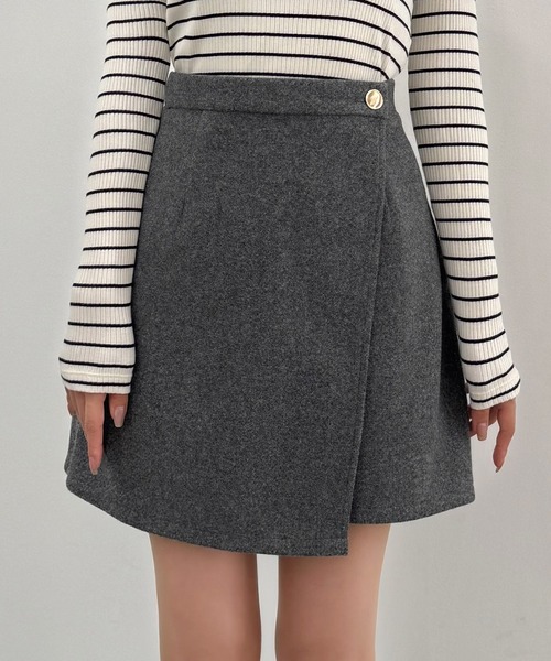 セール】ウールライク金釦ラップスカパン（スカート）｜CENEA（セネア