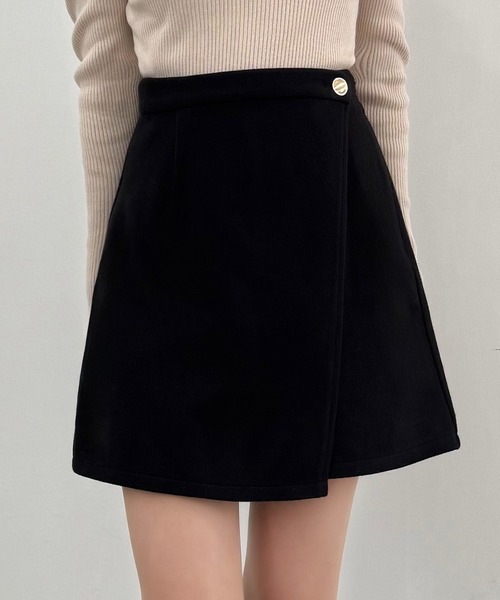 CELINEスカートラップスカートゴールドボタン ウールスカート CELINE セリーヌ スカート CELINEスカートラップスカートゴールド