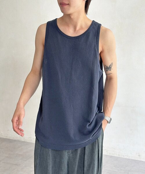 CPCM（シーピーシーエム）の「ピグメントカットメッシュタンク（タンクトップ・レディース・ブラック/ホワイト/ネイビー/オレンジ・MEDIUM/LARGE）」の4枚目の写真