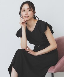《5色展開/S-LLサイズ》シルケットVネックフレアワンピース【接触冷感/UVケア/洗濯機洗い可】