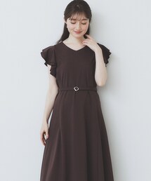 index（インデックス）の「《5色展開/S-LLサイズ》シルケットVネックフレアワンピース【接触冷感/UVケア/洗濯機洗い可】（ワンピース）」