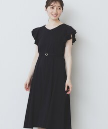 《5色展開/S-LLサイズ》シルケットVネックフレアワンピース【接触冷感/UVケア/洗濯機洗い可】