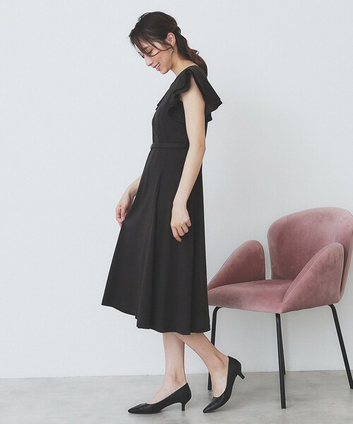 [LOUISANGEL]ルシア ボートネック 配色 フレア ワンピース 新サイズ登場!【sifeel/シフィール】シアースリーブフレア