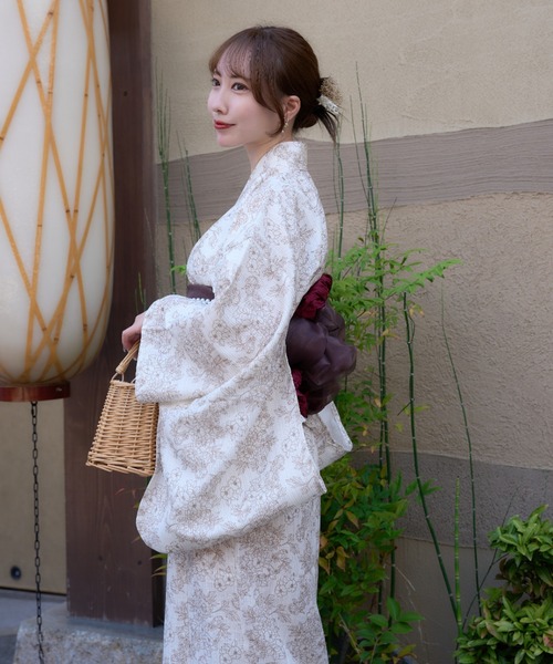 Ambre Neige（アンブルネージュ）の「2way yukata set / 2way浴衣セット（浴衣・レディース・ナチュラル/ブルー/ピンク/ネイビー/オレンジ・FREE）」の10枚目の写真