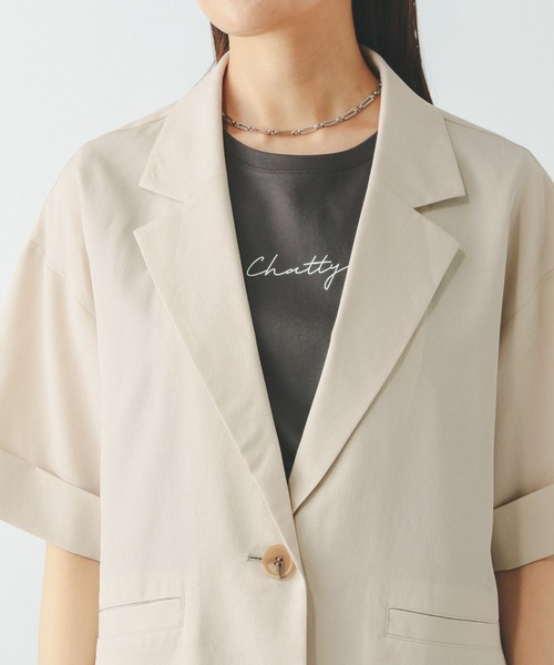 GLOBAL WORK（グローバルワーク）の「お手入れラクラクジャケット半袖/498362（テーラードジャケット・レディース・ダークブラウン/ブラック/グレー系その他・LARGE/MEDIUM）」の22枚目の写真