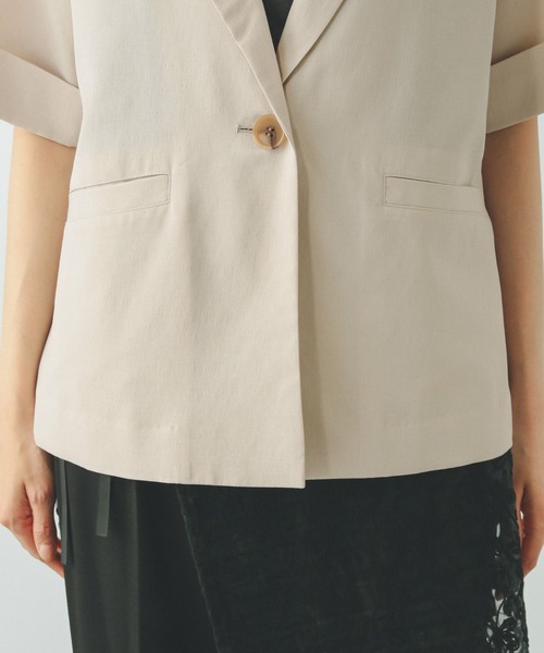 GLOBAL WORK（グローバルワーク）の「お手入れラクラクジャケット半袖/498362（テーラードジャケット・レディース・ダークブラウン/ブラック/グレー系その他・LARGE/MEDIUM）」の18枚目の写真