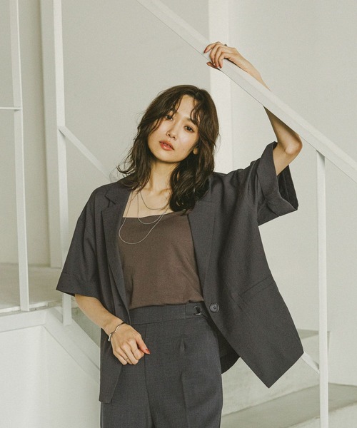 セール】お手入れラクラクジャケット半袖/498362（テーラード