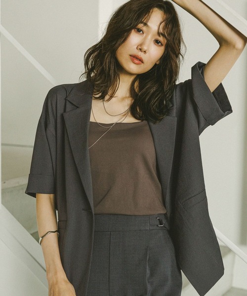 【美品】バザールクリスチャンラクロワ テーラードジャケット 半袖 38 セール】お手入れラクラクジャケット半袖/498362（テーラード