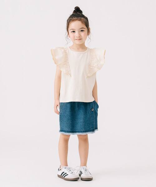 B:MING by BEAMS（ビーミングバイビームス）の「布帛 フリル袖 プルオーバー 2025SS（100～140cm）（Tシャツ/カットソー・キッズ・ブルー/ホワイト系その他5・110/120/130/100/140）」の7枚目の写真