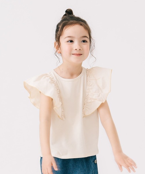 B:MING by BEAMS（ビーミングバイビームス）の「布帛 フリル袖 プルオーバー 2025SS（100～140cm）（Tシャツ/カットソー・キッズ・ブルー/ホワイト系その他5・110/120/130/100/140）」の2枚目の写真