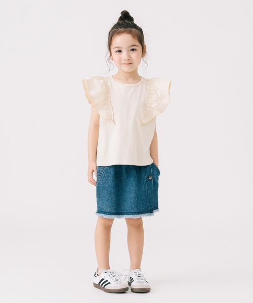 B:MING by BEAMS（ビーミングバイビームス）の「布帛 フリル袖 プルオーバー 2025SS（100～140cm）（Tシャツ/カットソー・キッズ・ブルー/ホワイト系その他5・110/120/130/100/140）」の3枚目の写真