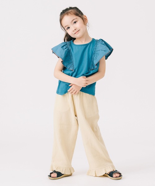 B:MING by BEAMS（ビーミングバイビームス）の「布帛 フリル袖 プルオーバー 2025SS（100～140cm）（Tシャツ/カットソー・キッズ・ブルー/ホワイト系その他5・110/120/130/100/140）」の4枚目の写真