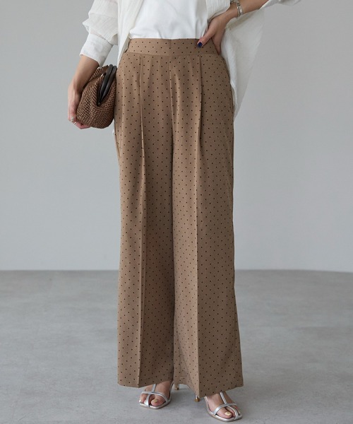 GADID ANONIEM ストレートパンツ　beige アニュアンス anuans ウールギャバジンタックストレートパンツ