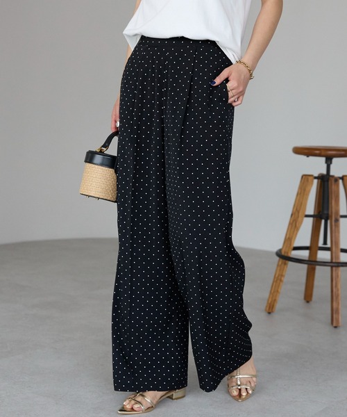 セール】【セットアップ対応】ドットプリント ストレートパンツ
