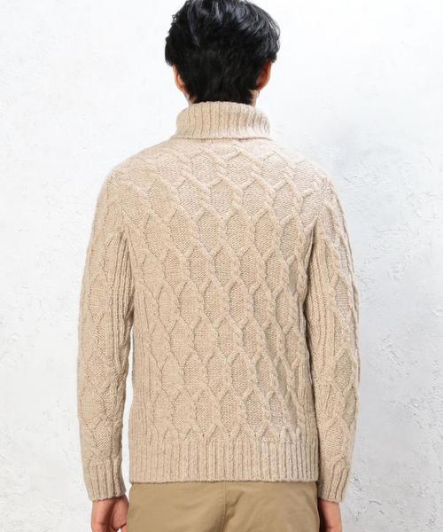 green label relaxing（グリーンレーベルリラクシング）の「BULKY ARAN タートルネックニット 3G◆（ニット/セーター・メンズ・ベージュ/ブラック/ホワイト・X-LARGE/SMALL/MEDIUM/LARGE）」の12枚目の写真