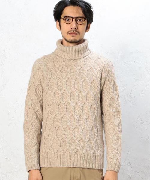green label relaxing（グリーンレーベルリラクシング）の「BULKY ARAN タートルネックニット 3G◆（ニット/セーター・メンズ・ベージュ/ブラック/ホワイト・X-LARGE/SMALL/MEDIUM/LARGE）」の13枚目の写真
