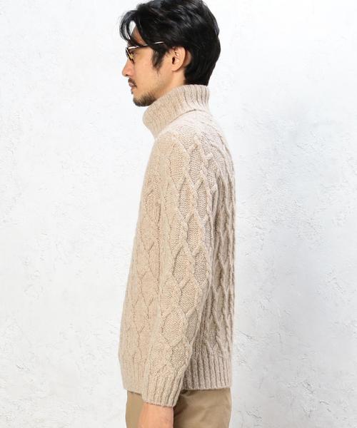 green label relaxing（グリーンレーベルリラクシング）の「BULKY ARAN タートルネックニット 3G◆（ニット/セーター・メンズ・ベージュ/ブラック/ホワイト・X-LARGE/SMALL/MEDIUM/LARGE）」の14枚目の写真