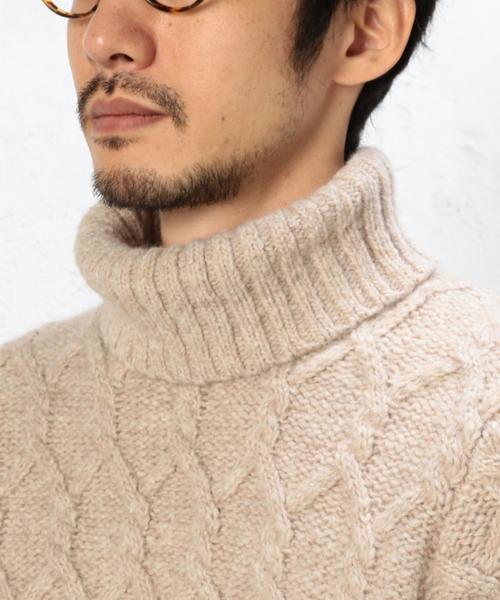 green label relaxing（グリーンレーベルリラクシング）の「BULKY ARAN タートルネックニット 3G◆（ニット/セーター・メンズ・ベージュ/ブラック/ホワイト・X-LARGE/SMALL/MEDIUM/LARGE）」の16枚目の写真