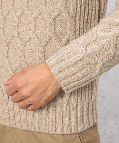 green label relaxing（グリーンレーベルリラクシング）の「BULKY ARAN タートルネックニット 3G◆（ニット/セーター・メンズ・ベージュ/ブラック/ホワイト・X-LARGE/SMALL/MEDIUM/LARGE）」の17枚目の写真