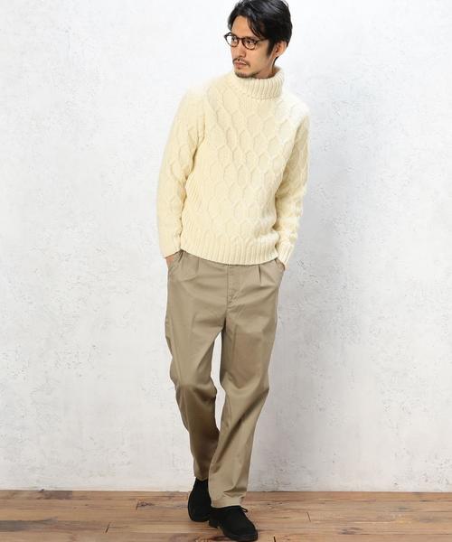 green label relaxing（グリーンレーベルリラクシング）の「BULKY ARAN タートルネックニット 3G◆（ニット/セーター・メンズ・ベージュ/ブラック/ホワイト・X-LARGE/SMALL/MEDIUM/LARGE）」の10枚目の写真