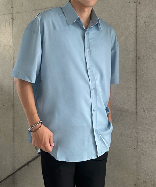 Otte(オッテ)の「シンプルシフォンサマーシャツ(シャツ/ブラウス・メンズ・ブラック/ホワイト/ブルー/ダークグリーン・MEDIUM/LARGE/SMALL)」の4枚目の写真