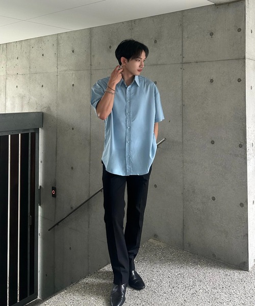 Otte(オッテ)の「シンプルシフォンサマーシャツ(シャツ/ブラウス・メンズ・ブラック/ホワイト/ブルー/ダークグリーン・MEDIUM/LARGE/SMALL)」の8枚目の写真