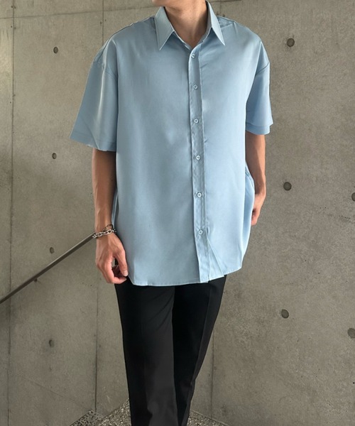 Otte(オッテ)の「シンプルシフォンサマーシャツ(シャツ/ブラウス・メンズ・ブラック/ホワイト/ブルー/ダークグリーン・MEDIUM/LARGE/SMALL)」の10枚目の写真