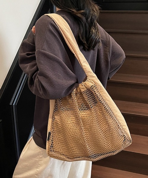 Ritzy(リッツィー)の「切り替えメッシュインナーバック付きトートバック(トートバッグ・レディース・ホワイト/レッド/ブラック/ベージュ・FREE)」の3枚目の写真