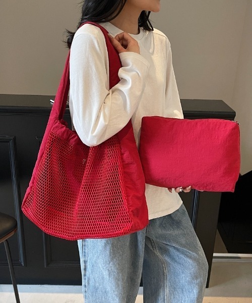 Ritzy(リッツィー)の「切り替えメッシュインナーバック付きトートバック(トートバッグ・レディース・ホワイト/レッド/ブラック/ベージュ・FREE)」の4枚目の写真
