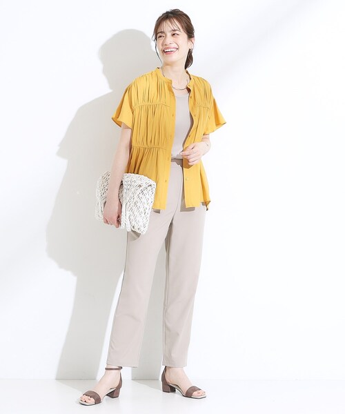 DRESKIP（ドレスキップ）の「【洗える/S-LL】一枚で着映え ティアード風 ギャザーブラウス（シャツ/ブラウス・レディース・ライトベージュ/イエロー/オレンジ/ブラック・04/03/02/01）」の15枚目の写真