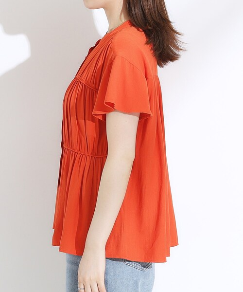 DRESKIP（ドレスキップ）の「【洗える/S-LL】一枚で着映え ティアード風 ギャザーブラウス（シャツ/ブラウス・レディース・ライトベージュ/イエロー/オレンジ/ブラック・04/03/02/01）」の22枚目の写真