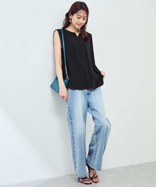 ROPE' PICNIC（ロペピクニック）の「ジョーゼット肩タックブラウス/セットアップ対応（シャツ/ブラウス・レディース・カーキ/ブラック/ネイビー・38/36）」の4枚目の写真