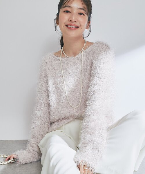 【早い者勝ち】 ラブティックボンボン ラメメッシュニット ライトグレー 程よいきらきら】ラメメッシュニット | La boutique BonBon(ラブ