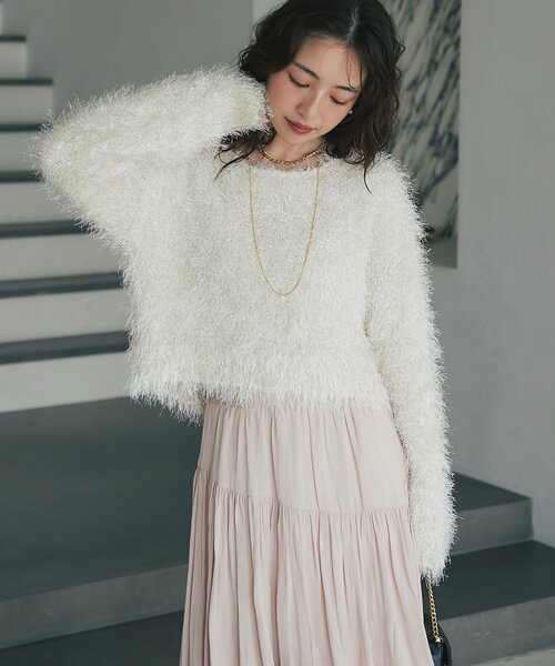 【洗える】ファンシーヤーンラメ ニット any SiS｜【洗える】ファンシーヤーンラメ ニット | Rakuten