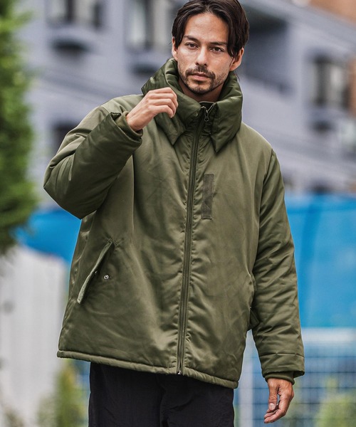 mj10943-ターンバックハイネックミリタリー中綿ジャケット（ミリタリー