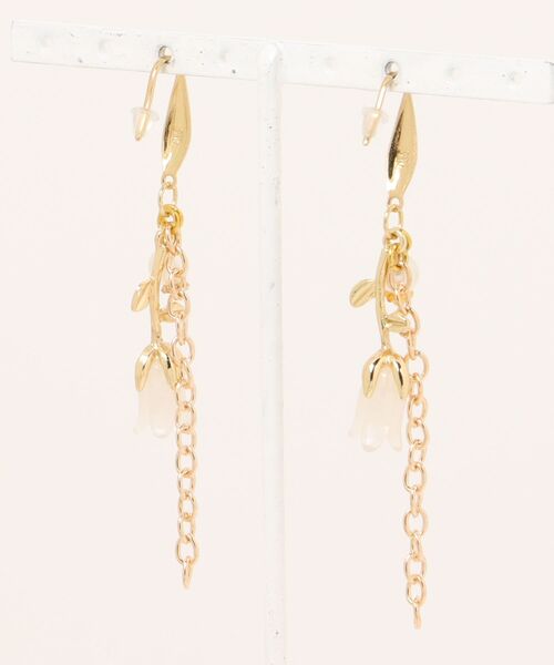 tone（トーン）の「【ReeHK.Sakura】 白チューリップピアス(MA)（ピアス（両耳用）・レディース・ホワイト・FREE）」の2枚目の写真