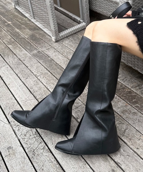 SPIRALGIRL(スパイラルガール)の「カバーロングブーツ(ブーツ・レディース・ブラウン/ブラック・LARGE/MEDIUM)」の8枚目の写真