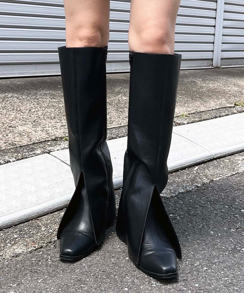 SPIRALGIRL(スパイラルガール)の「カバーロングブーツ(ブーツ・レディース・ブラウン/ブラック・LARGE/MEDIUM)」の9枚目の写真