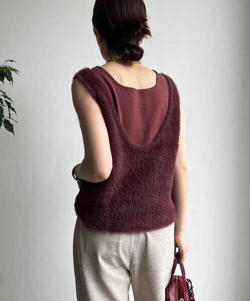 【美品】DOUDOU 前後2way シャギーニットタンクベスト DOUDOU｜前後2WAYシャギーニットタンクベスト | Rakuten Fashion