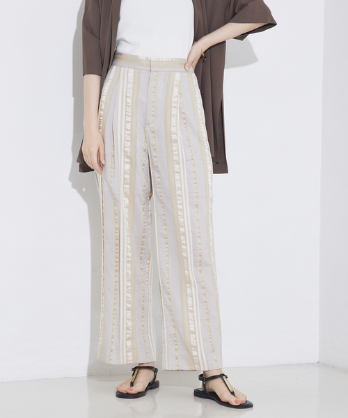 qualite（カリテ）の「【セットアップ対応】キュプラストライプパンツ（その他パンツ・レディース・ベージュ/ブラック・36/38）」の2枚目の写真