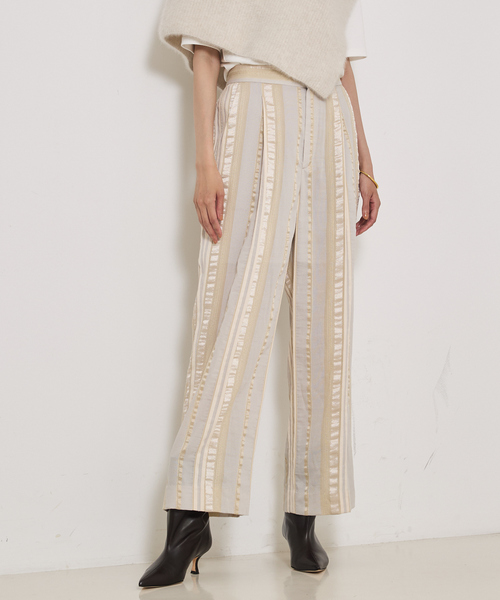 qualite（カリテ）の「【セットアップ対応】キュプラストライプパンツ（その他パンツ・レディース・ベージュ/ブラック・36/38）」の18枚目の写真