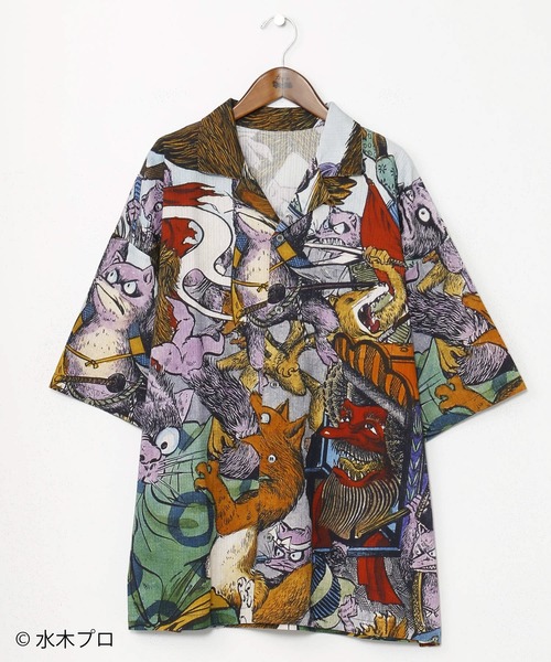 カヤ（カヤ）の「《水木しげる》アロハシャツ Lサイズ（シャツ/ブラウス・メンズ・ブラック/ブラウン/グリーン・L）」の3枚目の写真